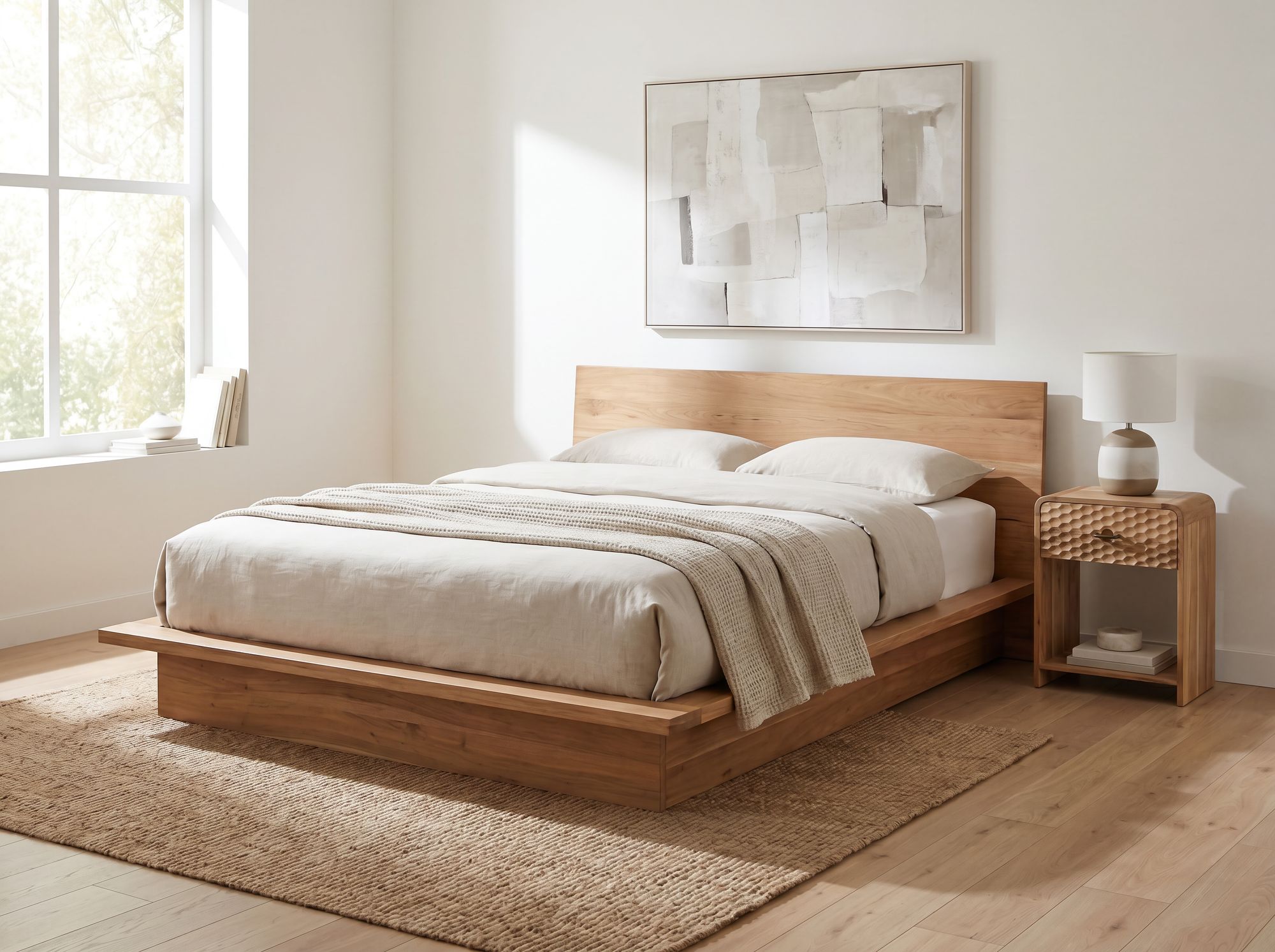 Nachttisch 54cm Massivholz Nachtkonsole hoch Nachtschrank mit Schublade Ablage – Ansicht 2