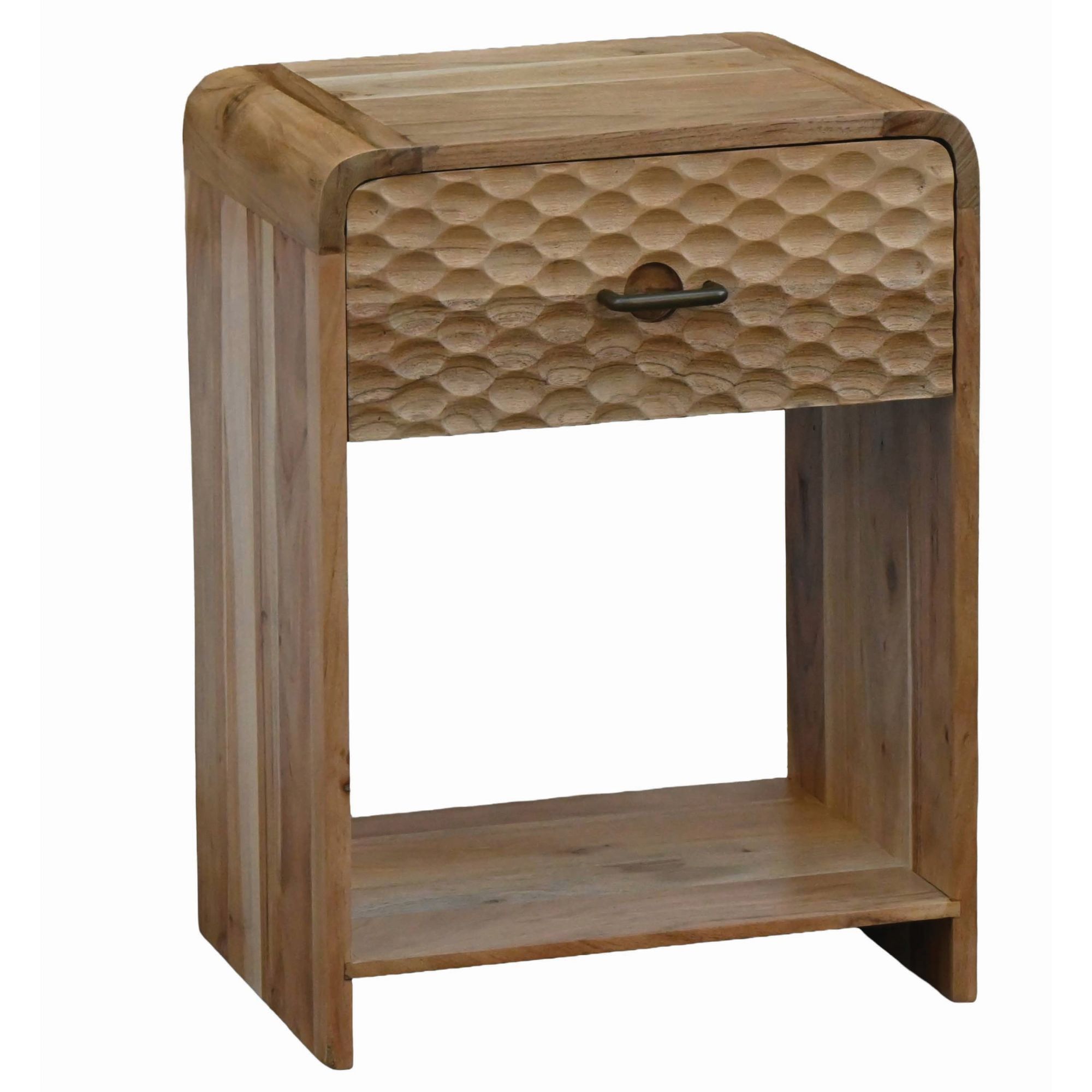 Nachttisch 54cm Massivholz Nachtkonsole hoch Nachtschrank mit Schublade Ablage – Ansicht 6