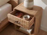 Nachttisch 54cm Massivholz Nachtkonsole hoch Nachtschrank mit Schublade Ablage – Ansicht 5
