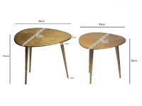 Satztisch Gold 2er Set Couchtisch Aluminium Beistelltisch Wohnzimmertisch Alu – Ansicht 3