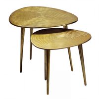Satztisch Gold 2er Set Couchtisch Aluminium Beistelltisch Wohnzimmertisch Alu – Ansicht 6