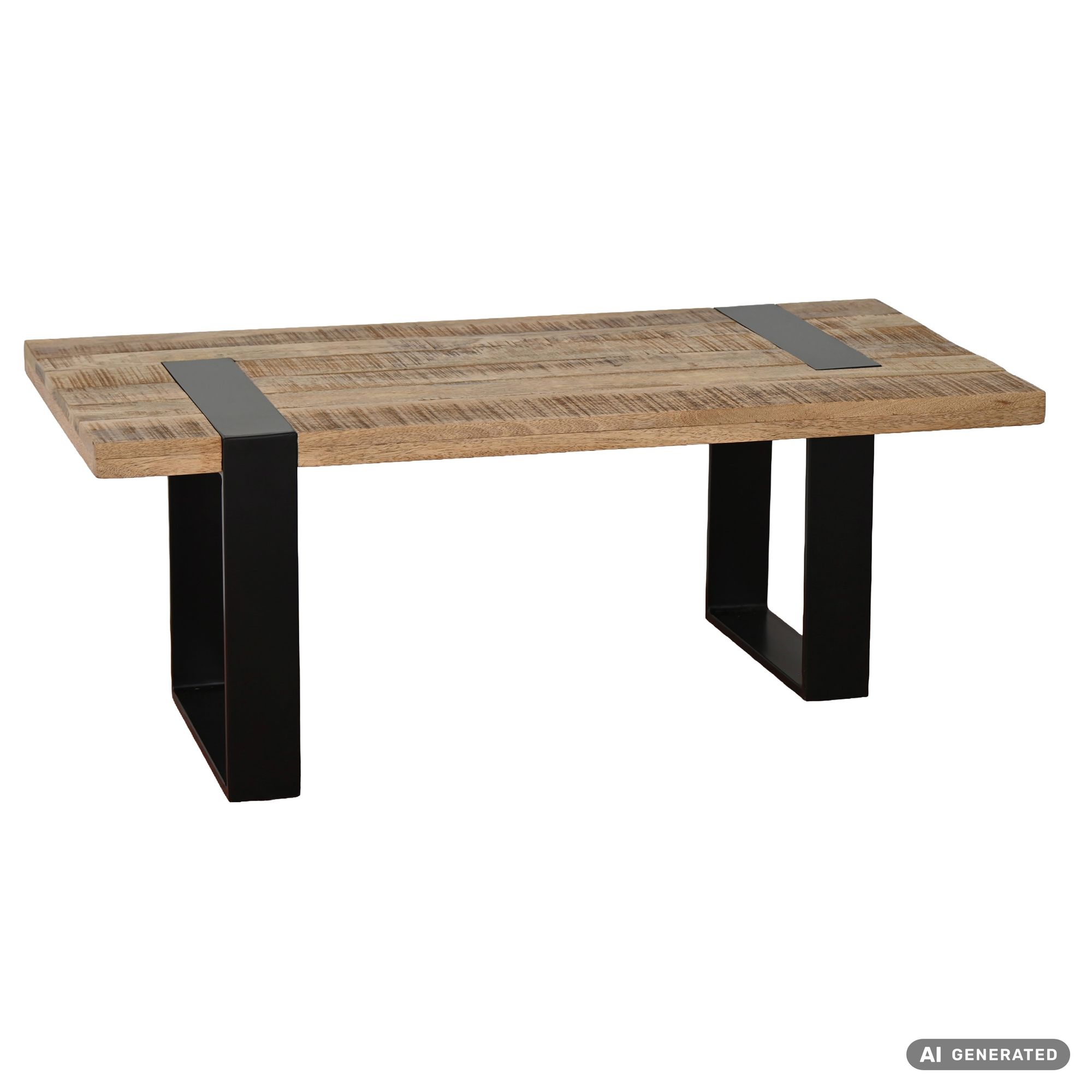 Couchtisch Wohnzimmertisch Mango Massivholz 100x50cm mit Kufen Industrial Design – Ansicht 6