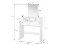 Schminktisch 80cm Kosmetiktisch Frisiertisch Weiß Spiegel Make-Up-Tisch Regal – Ansicht 3
