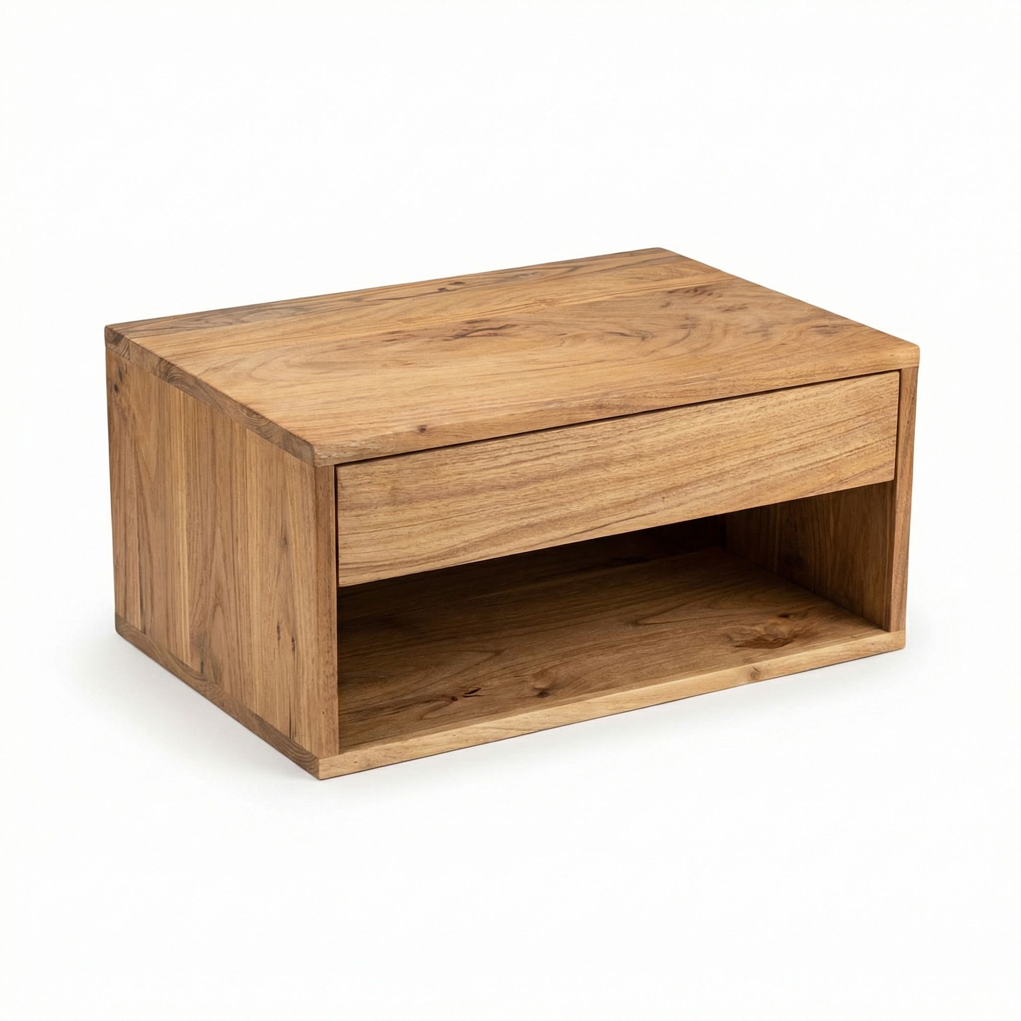 Nachttisch 50x35cm Massivholz Nachtkonsole Hängend mit Schublade schwebend – Ansicht 6