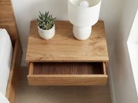 Nachttisch 50x35cm Massivholz Nachtkonsole Hängend mit Schublade schwebend – Ansicht 4