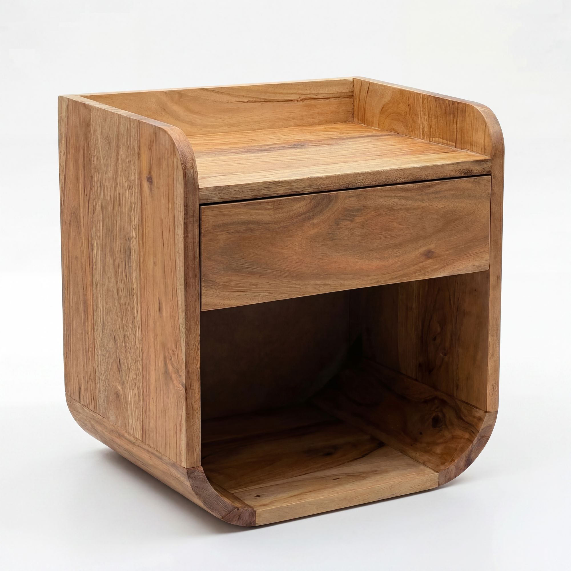 Nachttisch 35x33cm Massivholz Nachtkonsole Hängend Schublade schwebend Nako – Ansicht 6