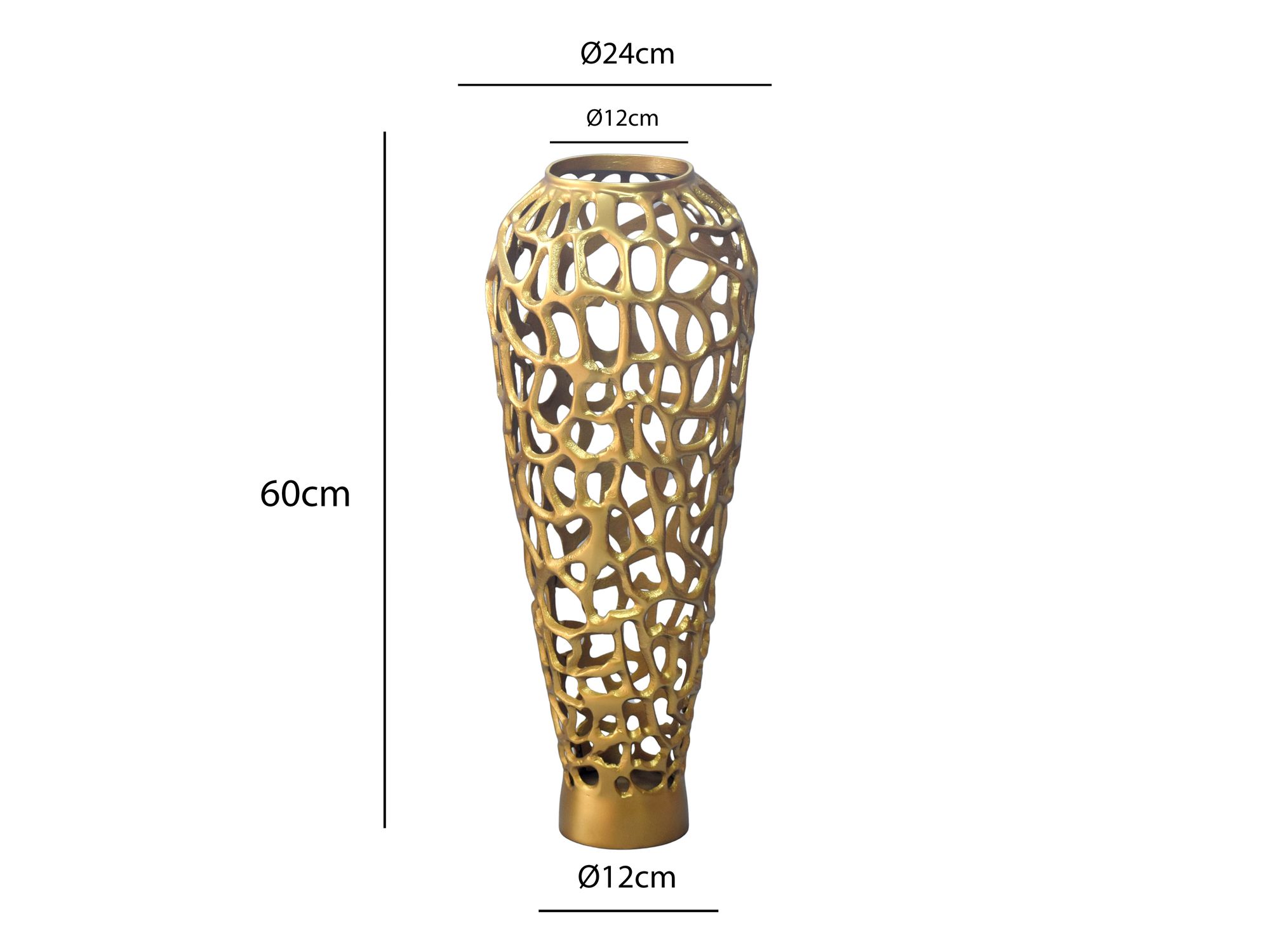 Vase Aluminium Gold Blumenvase Bodenvase Wohndeko Groß Rund Dekovase Handmade – Ansicht 3