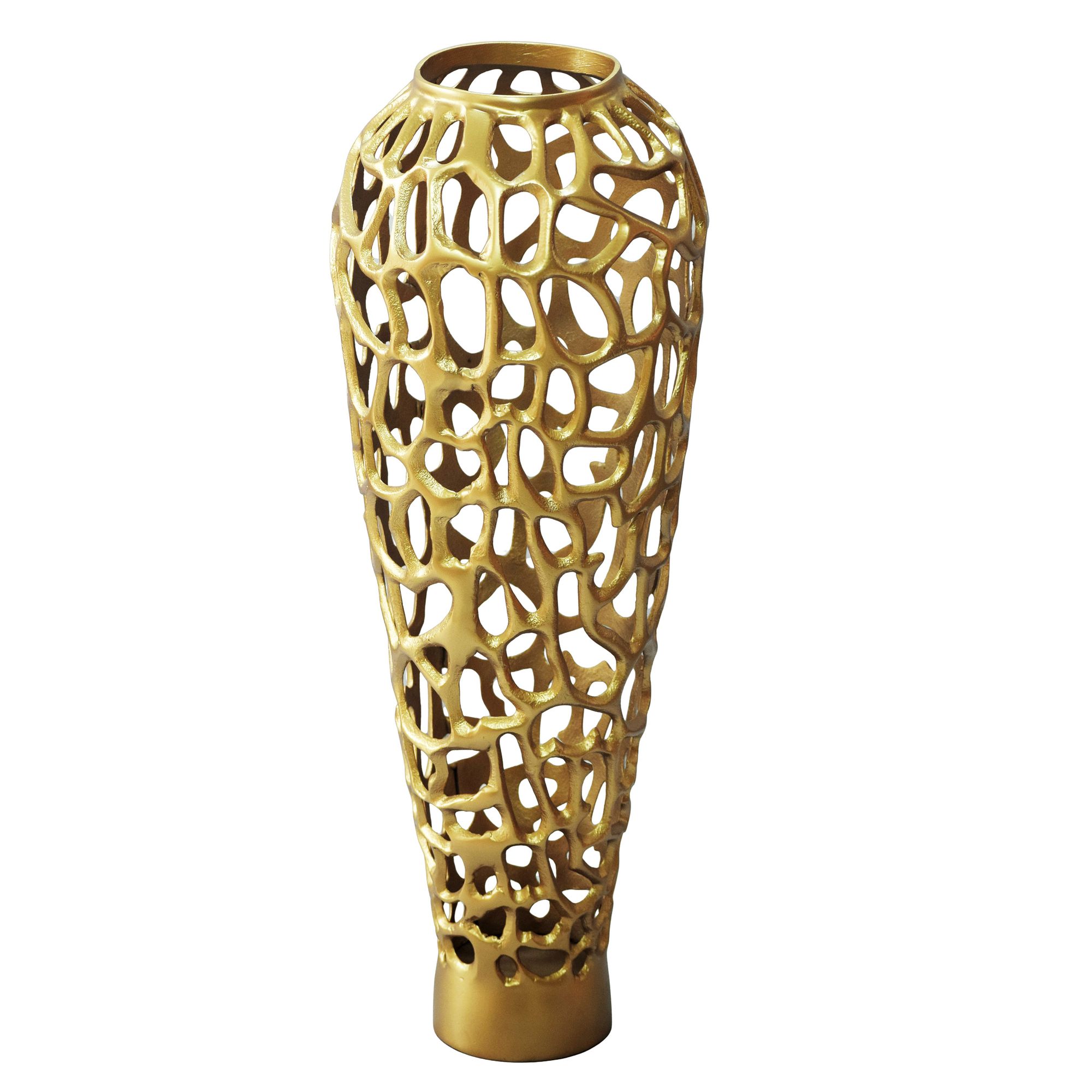 Vase Aluminium Gold Blumenvase Bodenvase Wohndeko Groß Rund Dekovase Handmade – Ansicht 6