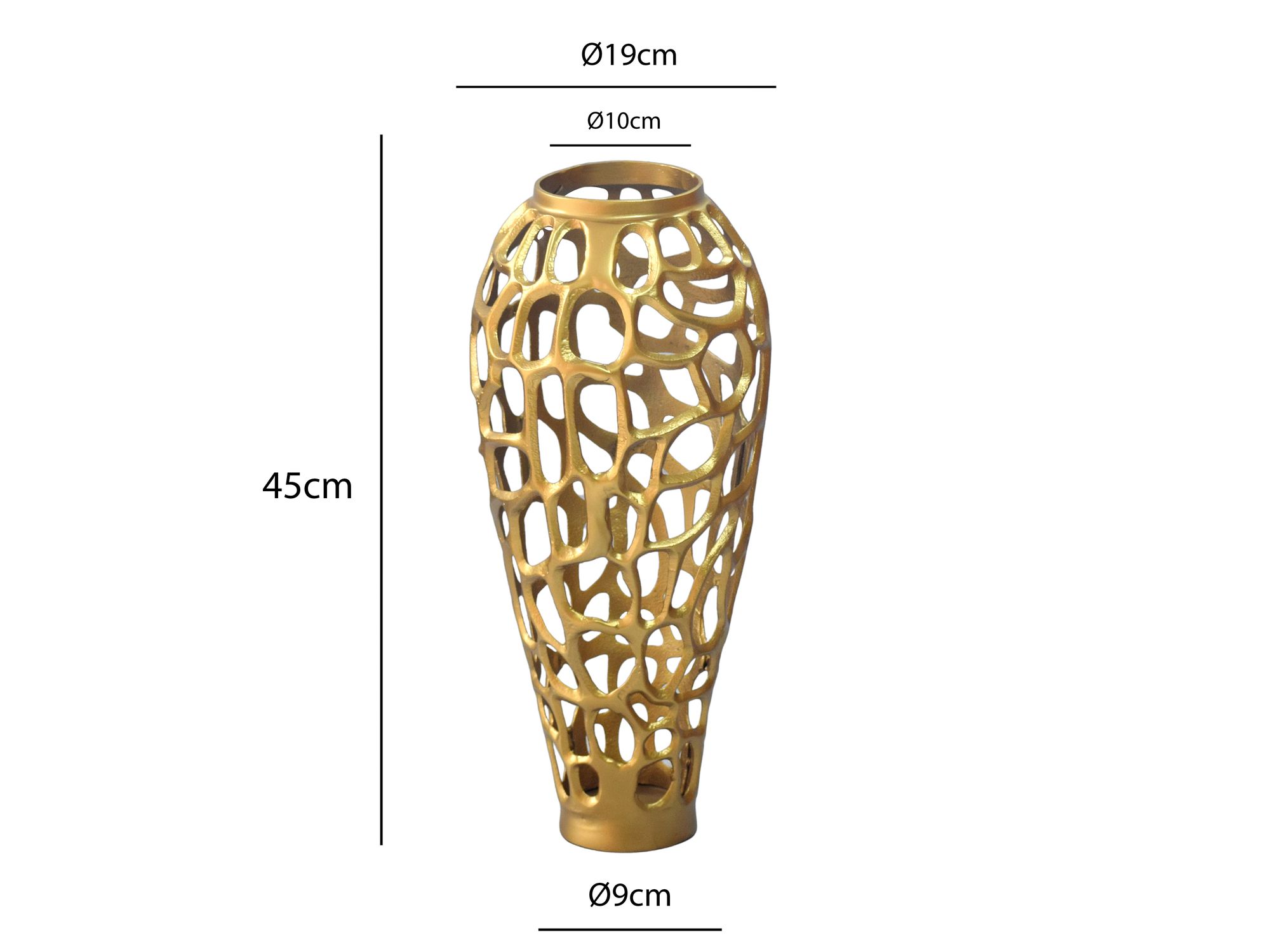 Vase Aluminium Gold Blumenvase Bodenvase Wohndeko Groß Rund Dekovase Handmade