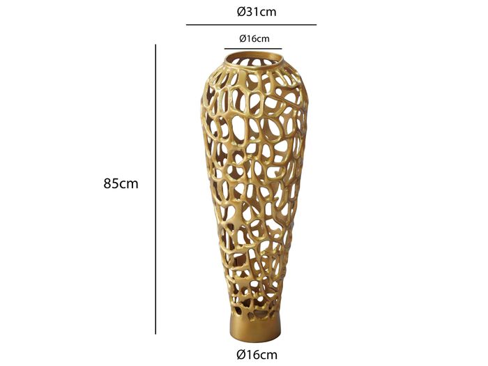 Vase Aluminium Gold Blumenvase Bodenvase Wohndeko Groß Rund Dekovase Handmade – Maßzeichnung