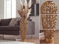 Vase Aluminium Gold Blumenvase Bodenvase Wohndeko Groß Rund Dekovase Handmade – Ansicht 4