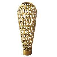 Vase Aluminium Gold Blumenvase Bodenvase Wohndeko Groß Rund Dekovase Handmade – Ansicht 6