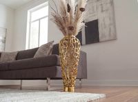 Vase Aluminium Gold Blumenvase Bodenvase Wohndeko Groß Rund Dekovase Handmade – Ansicht 5
