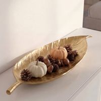 Dekoschale Blatt Aluminium Schale 61cm Tischdeko Metall Wohnaccessoire Alu Groß – Ansicht 1