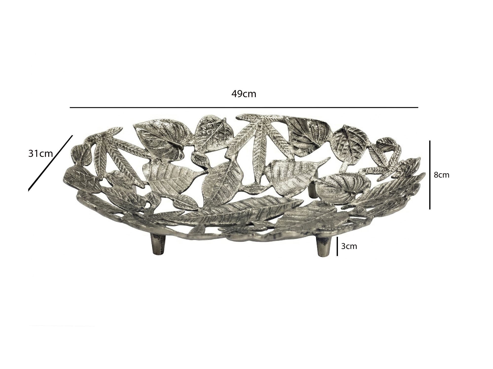 Dekoschale Blätter Aluminium Schale 49cm Tischdeko Metall Wohnaccessoire Alu – Ansicht 3