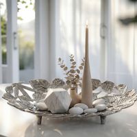 Dekoschale Blätter Aluminium Schale 49cm Tischdeko Metall Wohnaccessoire Alu – Ansicht 1
