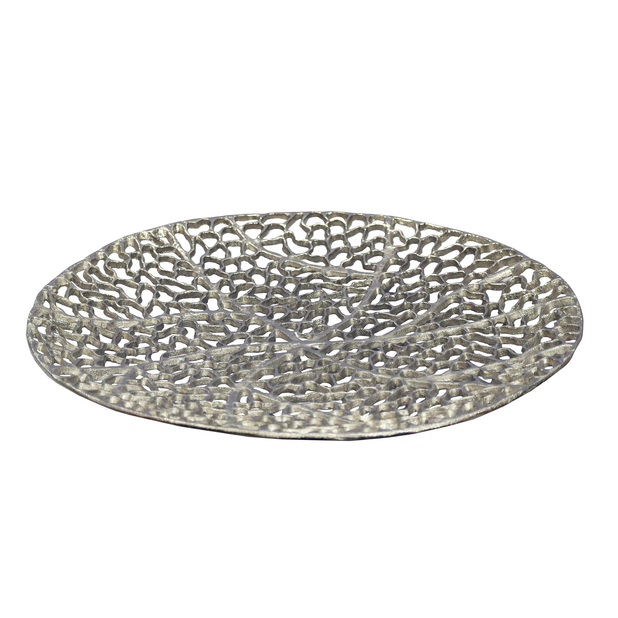 FineBuy Dekoschale Rund Schale Metall 44cm Tischdeko - Moderne Metallschale mit Fuß aus Aluminium - Elegante Aluschale - Alu Dekoteller Obstschale Handmade