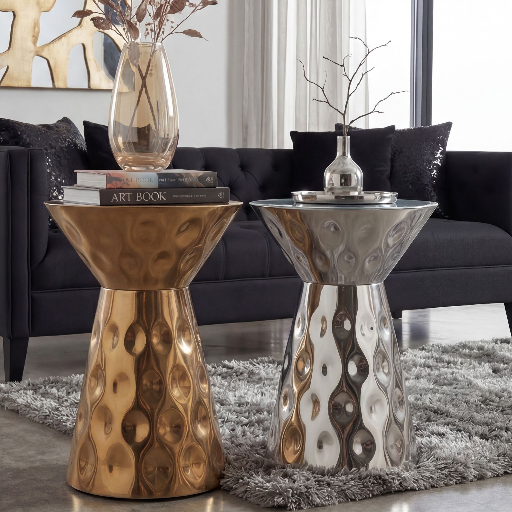 FineBuy Beistelltisch Aluminium 36cm Rund - Design Anstelltisch Metall - Loungetisch Alu - Moderner Sofatisch - Couchtisch Wohnzimmertisch Klein Handmade | Farbe: Silber FineBuy Beistelltisch Aluminium 36cm Rund - Design Anstelltisch Metall - Loungetisch Alu - Moderner Sofatisch - Couchtisch Wohnzimmertisch Klein Handmade | Farbe: Silber