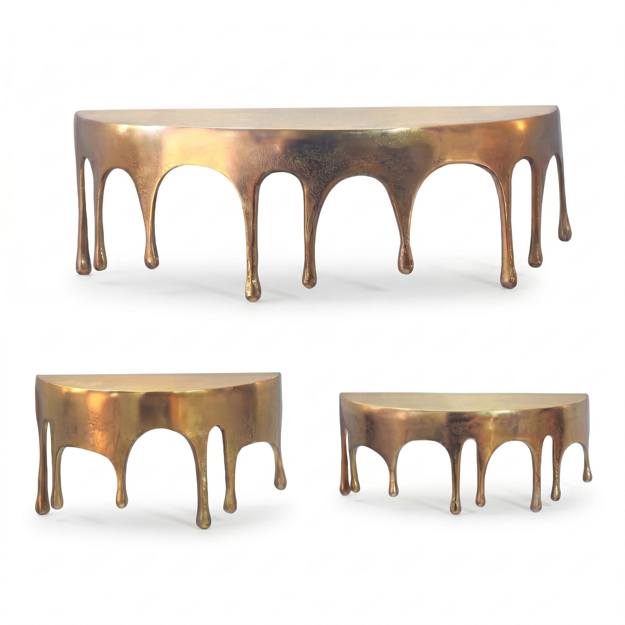 Wandregal 3er Set Aluminium Gold Tropfen Optik Hängeregal Schweberegal Wandboard – Ansicht 6