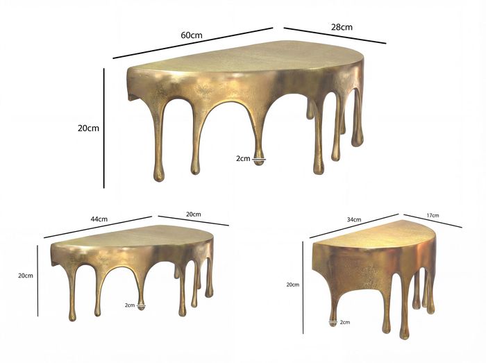 Wandregal 3er Set Aluminium Gold Tropfen Optik Hängeregal Schweberegal Wandboard – Maßzeichnung