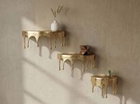 Wandregal 3er Set Aluminium Gold Tropfen Optik Hängeregal Schweberegal Wandboard – Ansicht 2