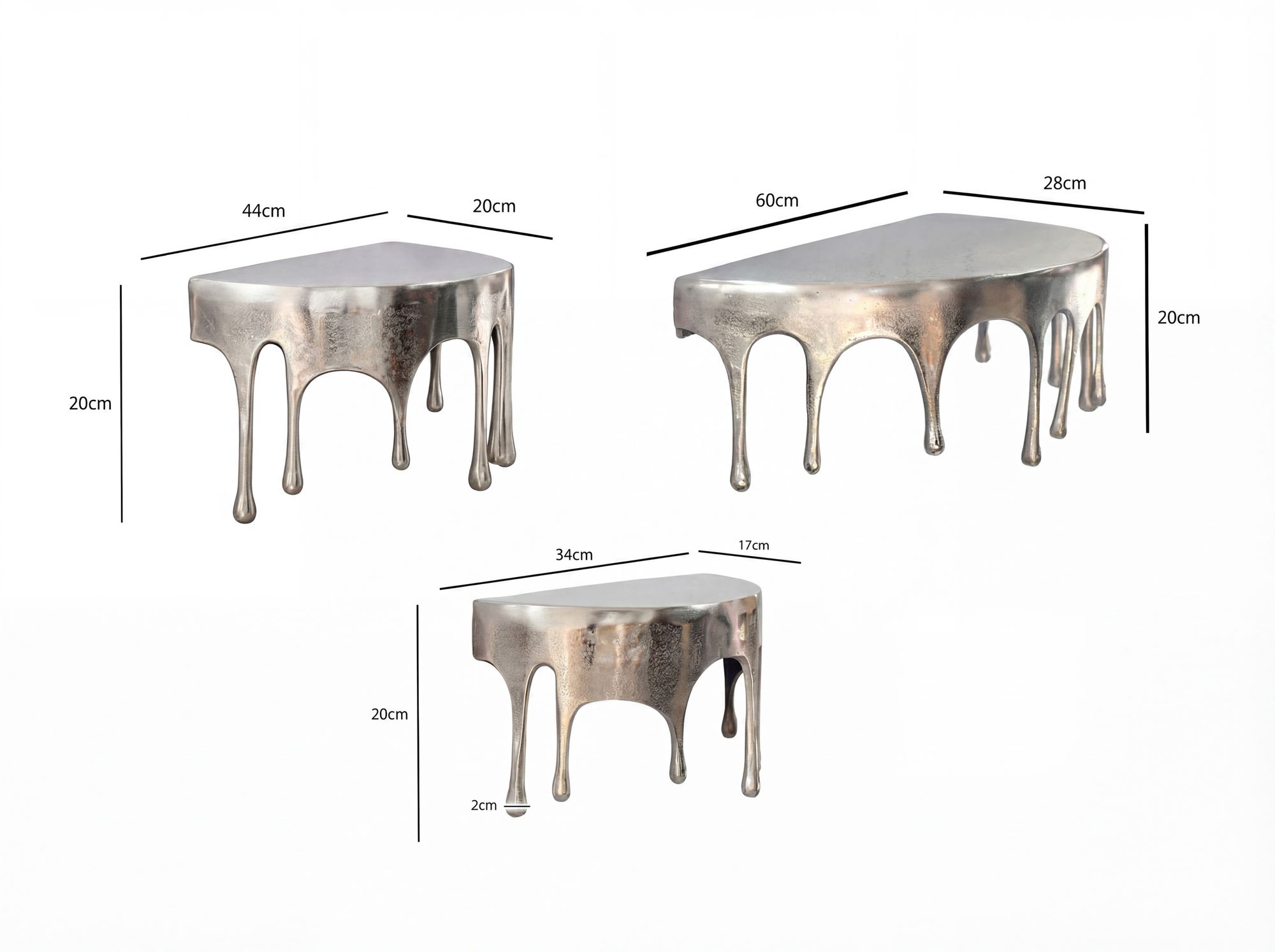 Wandregal 3er Set Alu Silber Tropfen Optik Hängeregal Schweberegal Wandboard – Ansicht 3
