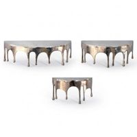 Wandregal 3er Set Alu Silber Tropfen Optik Hängeregal Schweberegal Wandboard – Ansicht 6