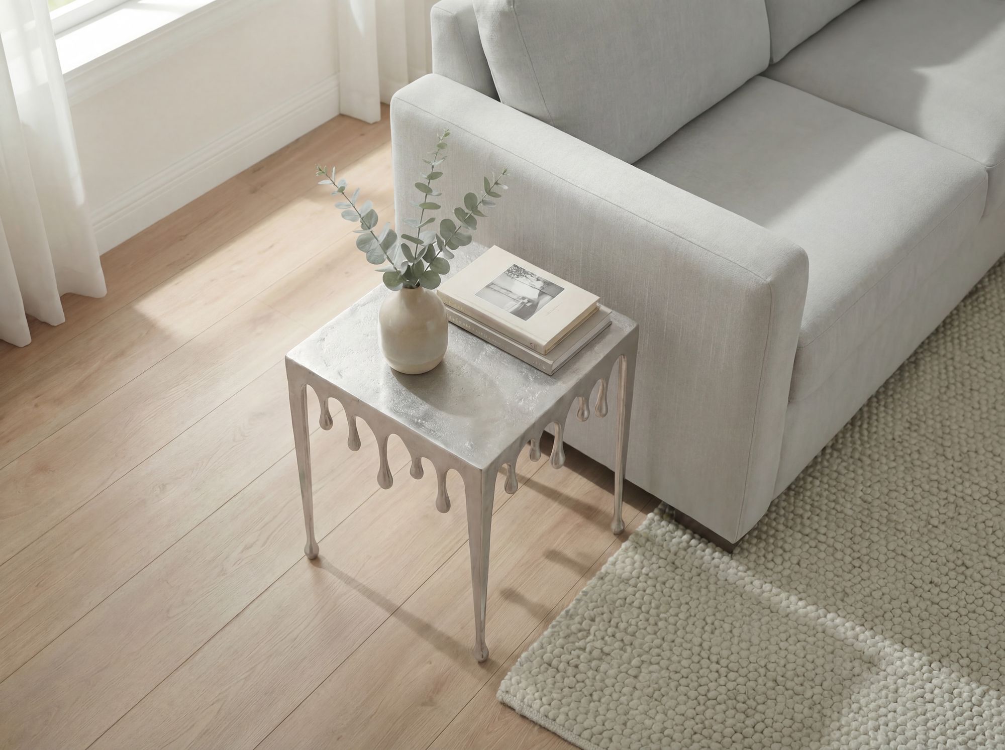 Beistelltisch 45,5cm Anstelltisch Tropfen Couchtisch Quadratisch Drops Dekotisch – Ansicht 4