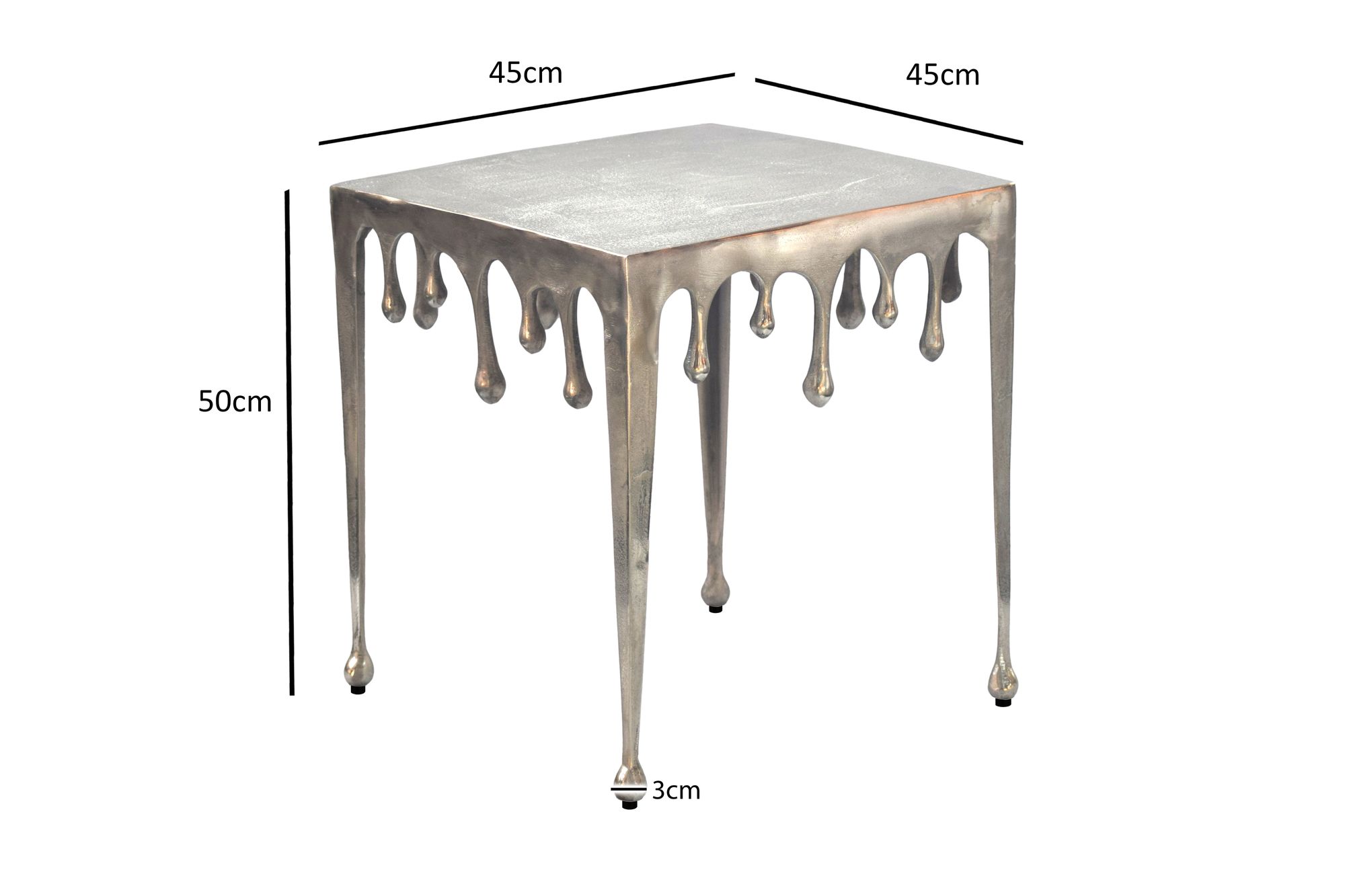 Beistelltisch 45,5cm Anstelltisch Tropfen Couchtisch Quadratisch Drops Dekotisch – Ansicht 6