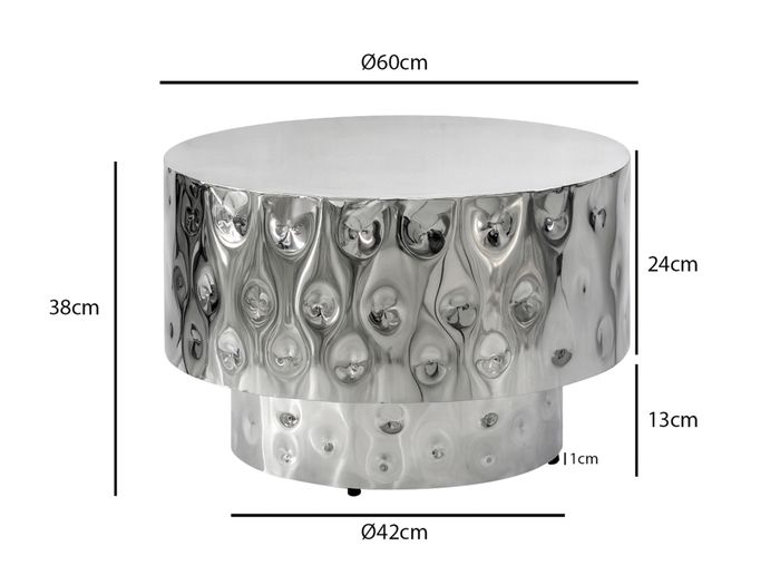 Couchtisch Wohnzimmertisch Aluminium Rund 60cm Kaffeetisch Metall Handmade – Maßzeichnung