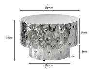 Couchtisch Wohnzimmertisch Aluminium Rund 60cm Kaffeetisch Metall Handmade – Ansicht 3