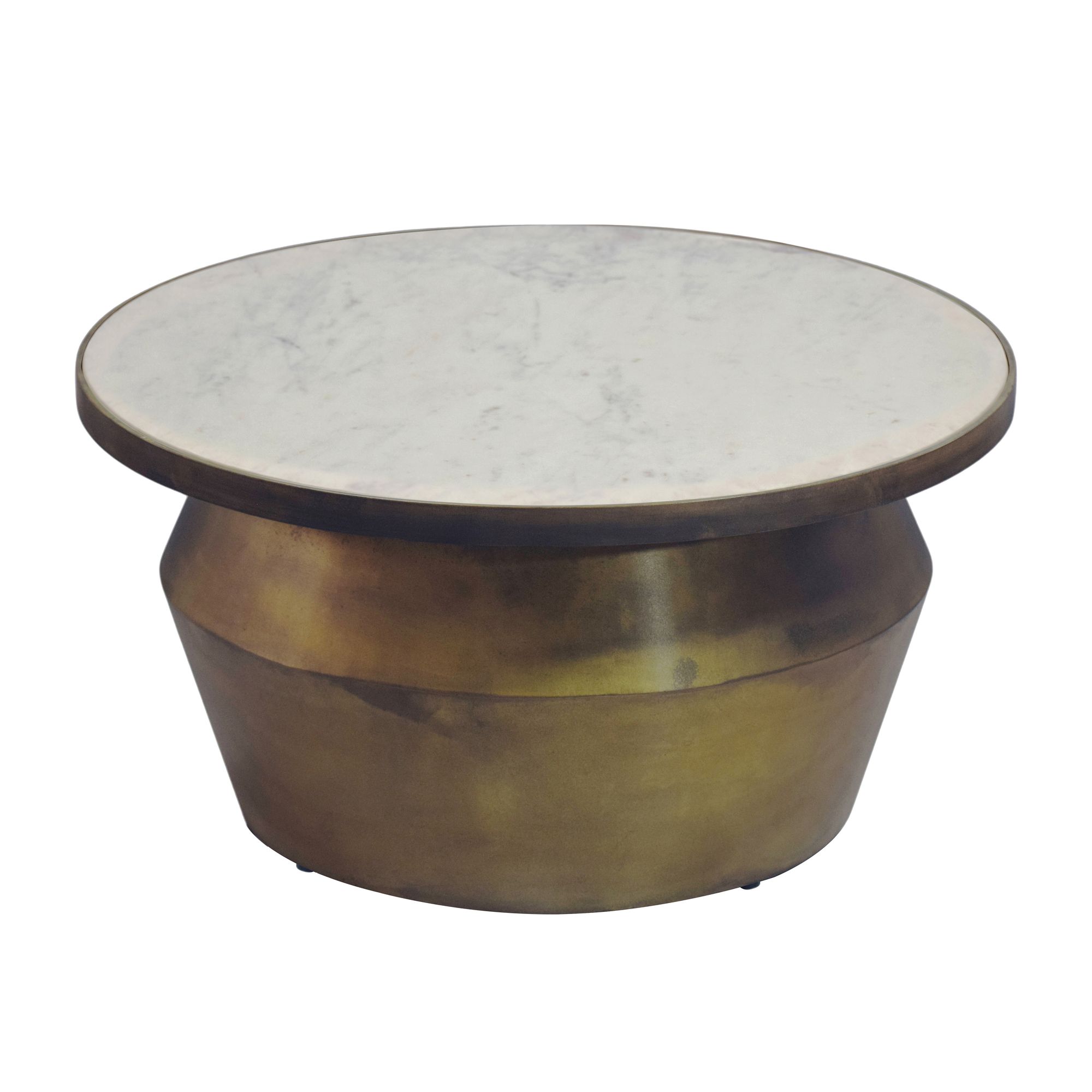 Couchtisch mit Marmor Platte Design Wohnzimmertisch Sofatisch Metall rund 60cm – Ansicht 6