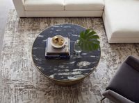 Couchtisch mit Marmor Platte Design Wohnzimmertisch Sofatisch Metall rund 60cm – Ansicht 4