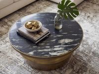 Couchtisch mit Marmor Platte Design Wohnzimmertisch Sofatisch Metall rund 60cm – Ansicht 5