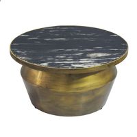 Couchtisch mit Marmor Platte Design Wohnzimmertisch Sofatisch Metall rund 60cm – Ansicht 6