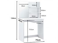 Schminktisch 75cm Kosmetiktisch Frisiertisch Weiß Spiegel Make-Up-Tisch Regal – Ansicht 3