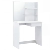 Schminktisch 75cm Kosmetiktisch Frisiertisch Weiß Spiegel Make-Up-Tisch Regal – Ansicht 6