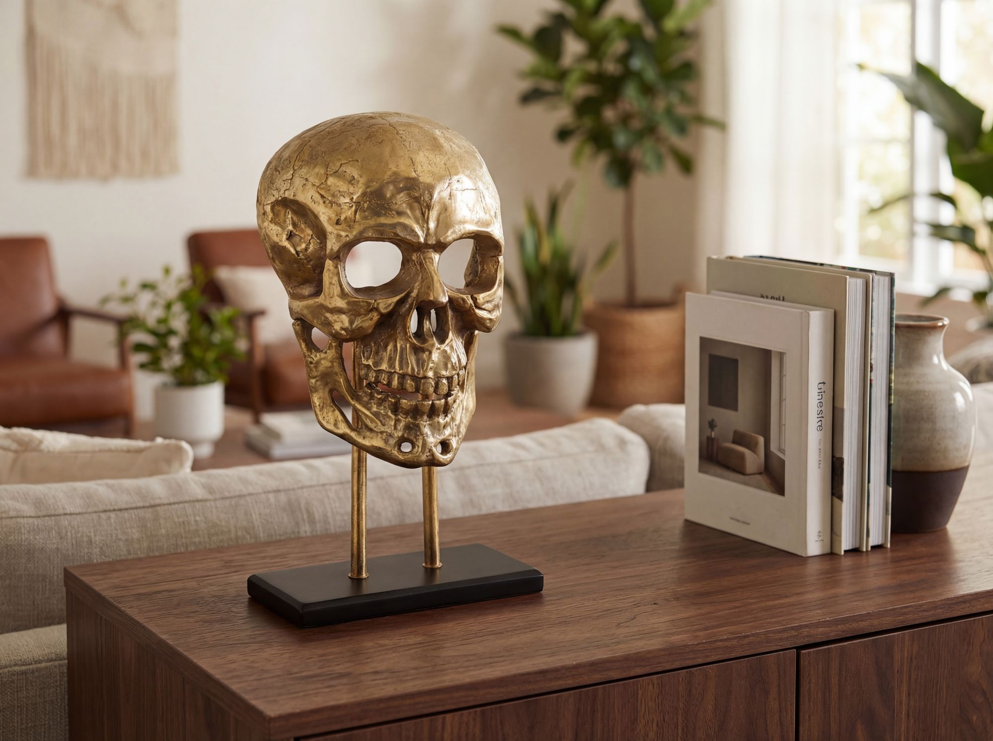 Standdeko Totenkopf 57 cm Aluminium Groß Schädel Deko Dekoration Skull Gestell – Ansicht 2