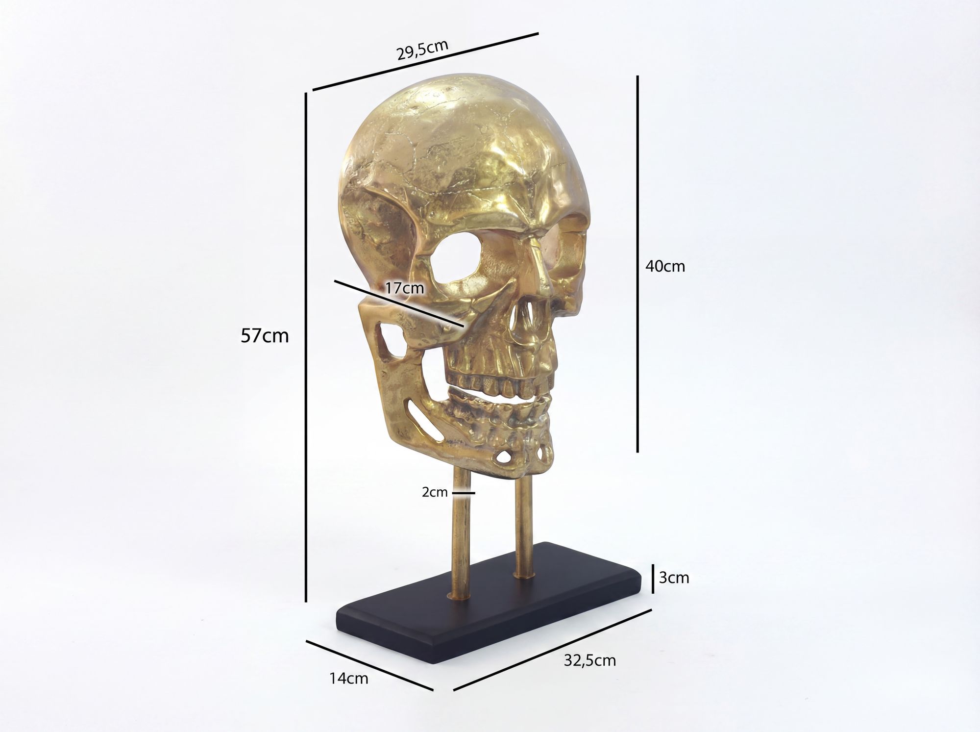 Standdeko Totenkopf 57 cm Aluminium Groß Schädel Deko Dekoration Skull Gestell – Ansicht 3