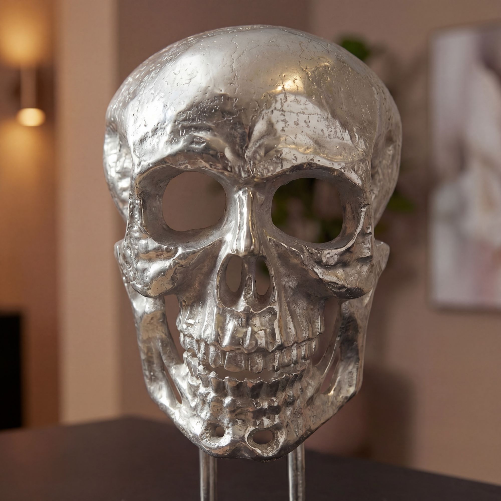 Standdeko Totenkopf 57 cm Aluminium Groß Schädel Deko Dekoration Skull Gestell – Ansicht 4