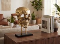 Standdeko Totenkopf 57 cm Aluminium Groß Schädel Deko Dekoration Skull Gestell – Ansicht 2