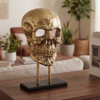Standdeko Totenkopf 57 cm Aluminium Groß Schädel Deko Dekoration Skull Gestell – Ansicht 1