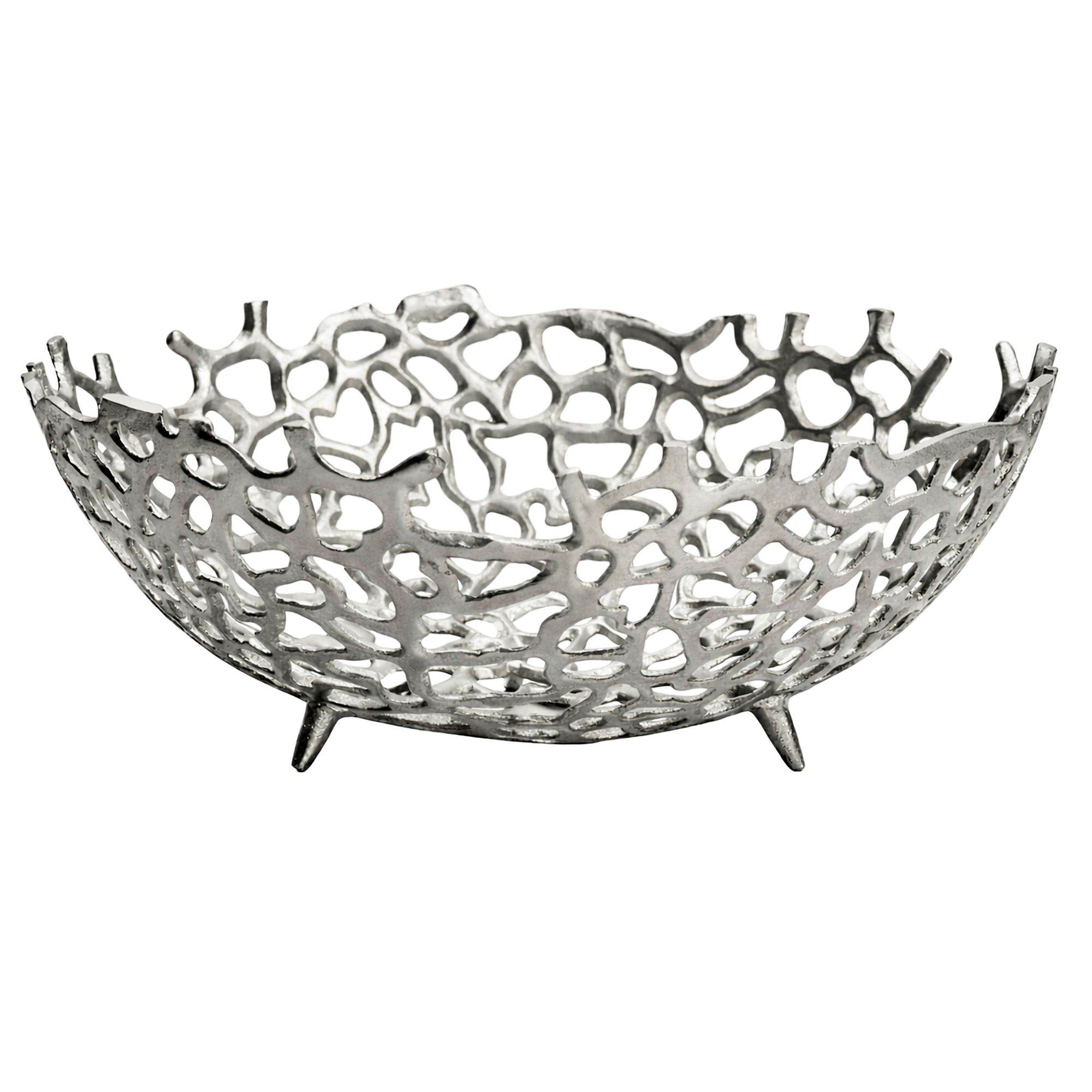 FineBuy Obstschale Rund Schale Metall 46cm Tischdeko - Moderner Obstkorb mit Fuß aus Aluminium - Elegante Dekoschale - Alu Früchtekorb Handmade