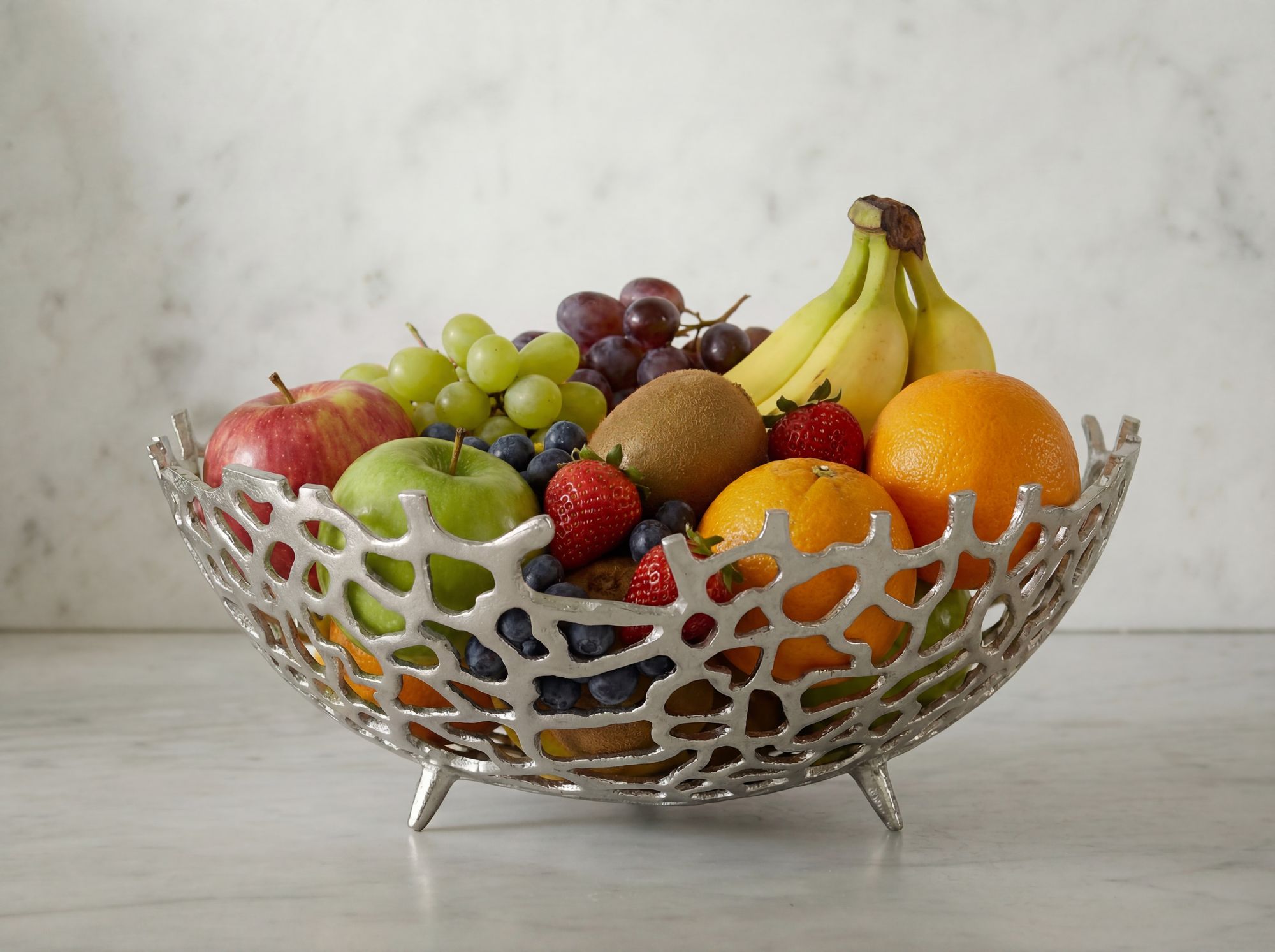 Obstschale Früchtekorb Aluminium Groß Schale 46cm Dekoschale Metall Obstkorb – Ansicht 2