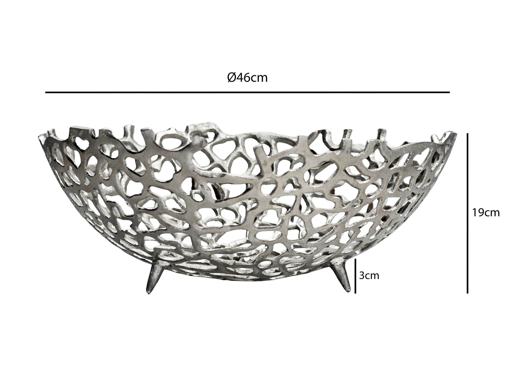 Obstschale Früchtekorb Aluminium Groß Schale 46cm Dekoschale Metall Obstkorb – Ansicht 3