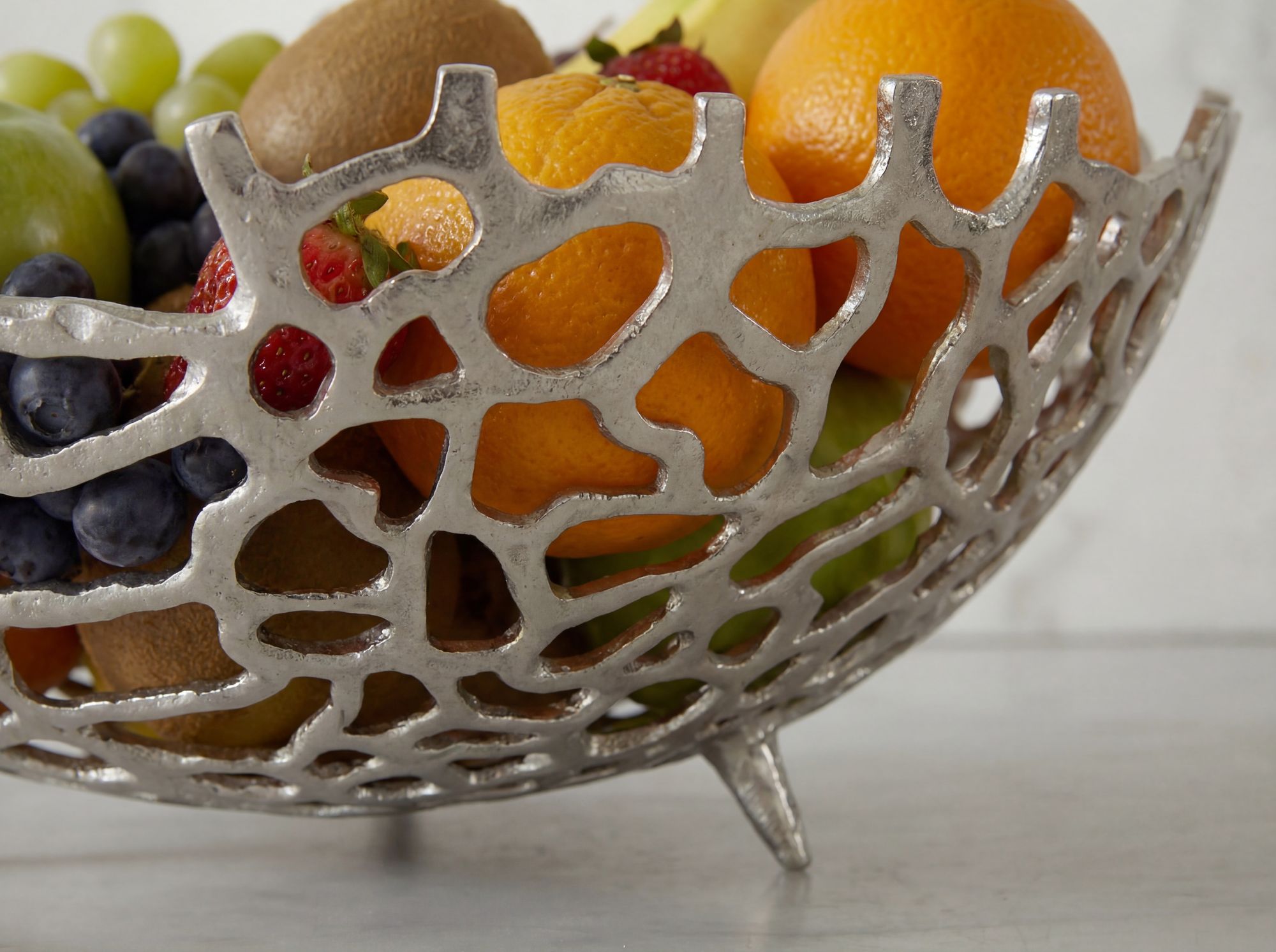 Obstschale Früchtekorb Aluminium Groß Schale 46cm Dekoschale Metall Obstkorb – Ansicht 4
