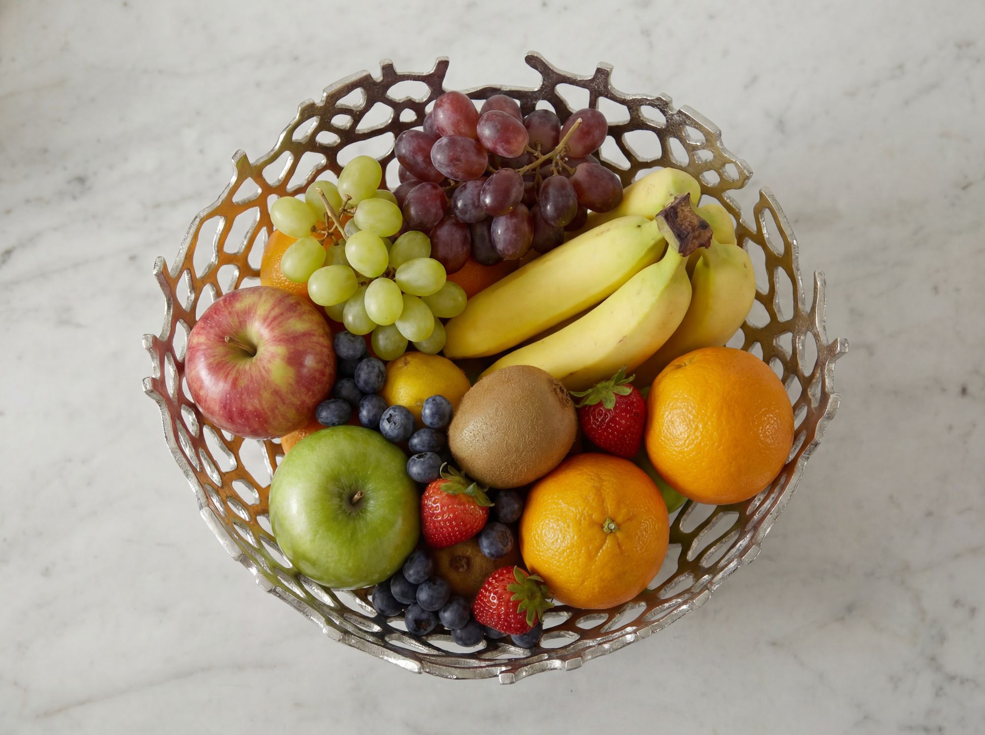 Obstschale Früchtekorb Aluminium Groß Schale 46cm Dekoschale Metall Obstkorb – Ansicht 5