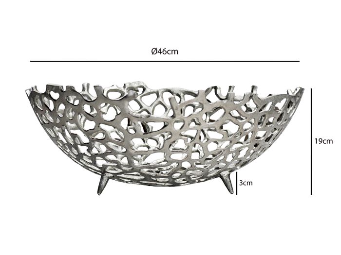 Obstschale Früchtekorb Aluminium Groß Schale 46cm Dekoschale Metall Obstkorb – Maßzeichnung