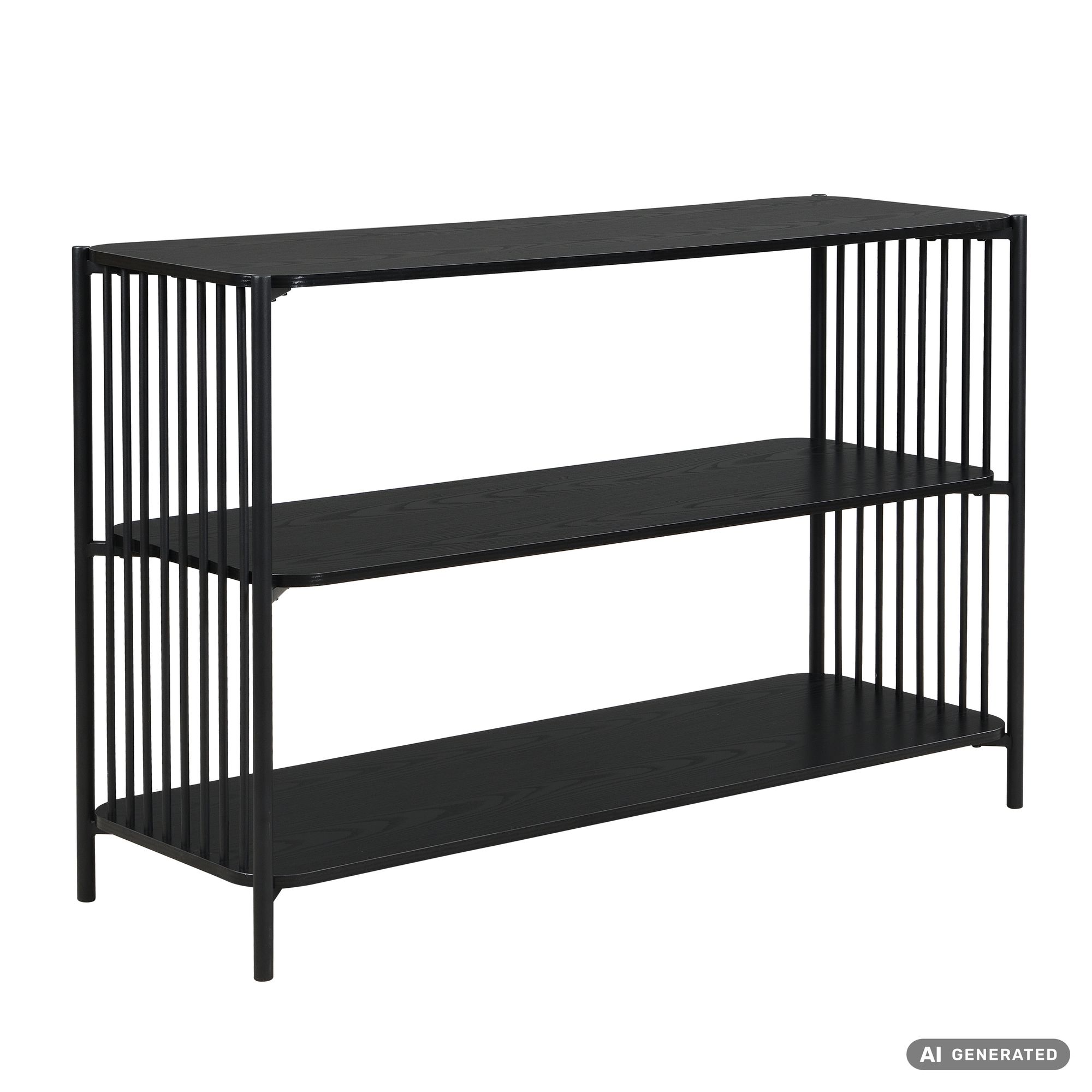 FineBuy Standregal 120cm MDF Metall Schwarz - Bücherregal Rechteckig - Regal mit 3 Ebenen - Konsole für Wohnzimmer & Flur - Ordnerregal Home Office - Offenes Sideboard | Farbe: Schwarz FineBuy Standregal 120cm MDF Metall Schwarz - Bücherregal Rechteckig - Regal mit 3 Ebenen - Konsole für Wohnzimmer & Flur - Ordnerregal Home Office - Offenes Sideboard | Farbe: Schwarz