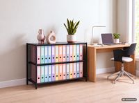 Standregal 120cm Bücherregal Konsole Ordnerregal Offen Regal Metall Schwarz Flur – Ansicht 7